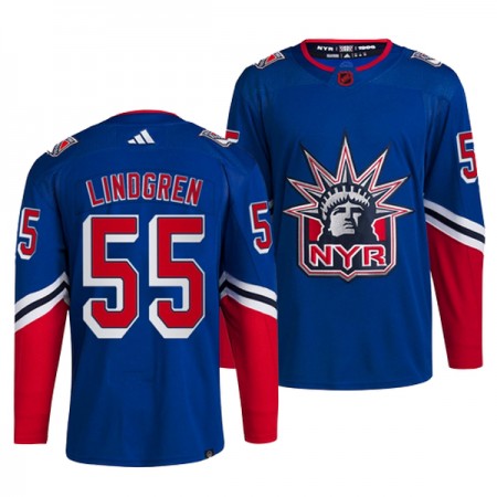 New York Rangers Dresy Rryan Lindgren 55 Adidas 2022-23 Modrý Reverse Retro 2.0 Authentic - Pánské